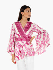 PAHIESA - Blusa con manica svasata fuxia
