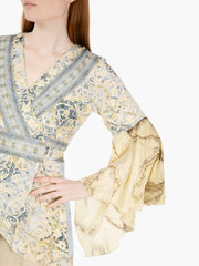 PAHIESA - Camicia con manica svasata azzurro / oro