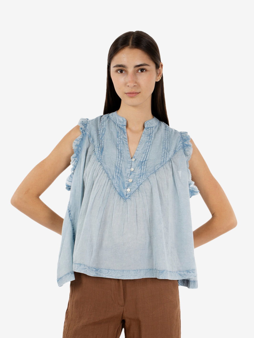 Camicia con volant azzurro