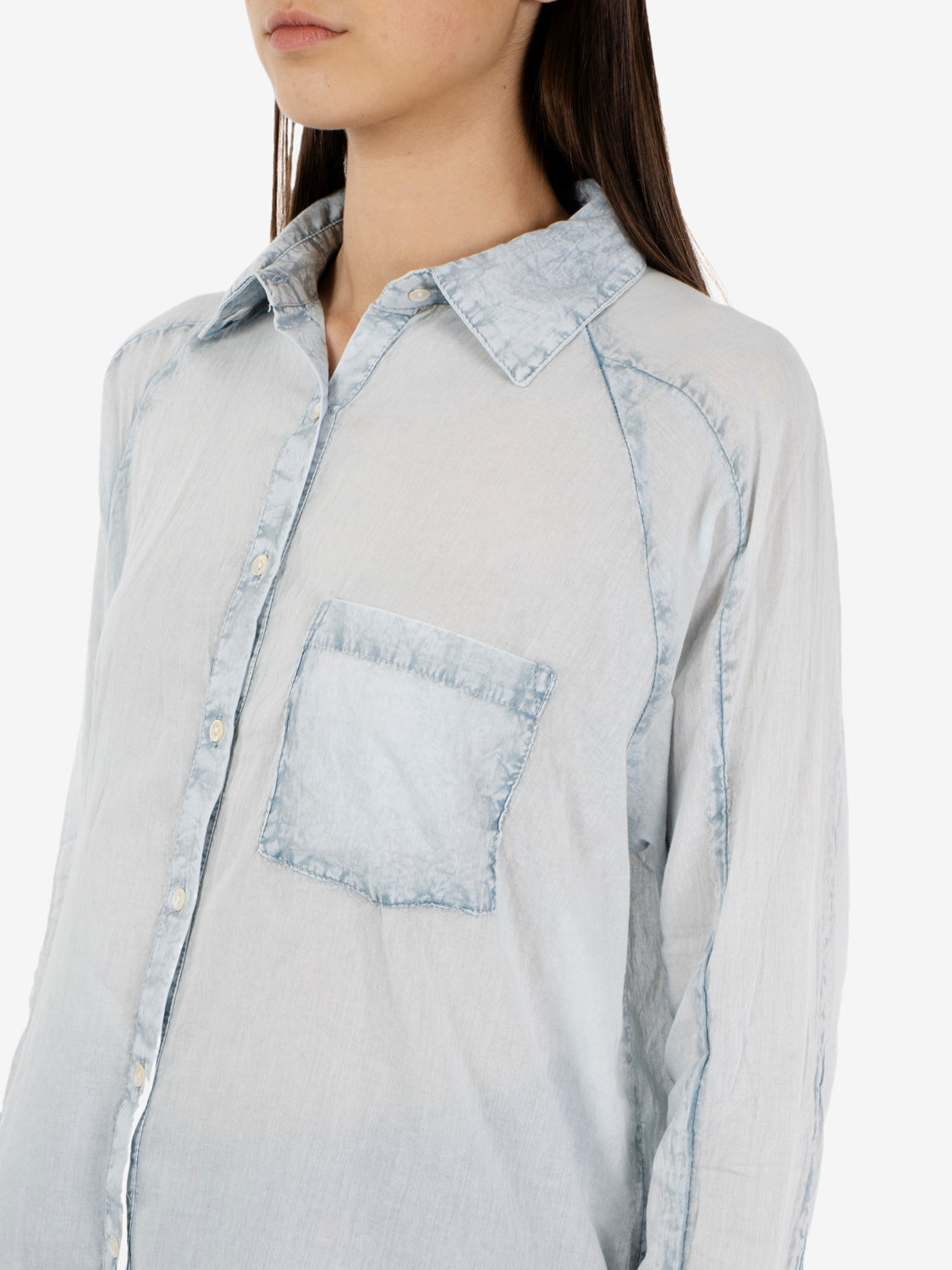 Camicia over voile azzurra