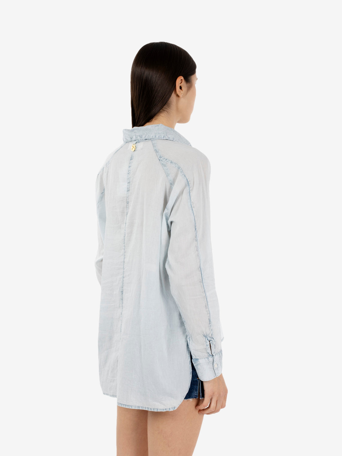 Camicia over voile azzurra