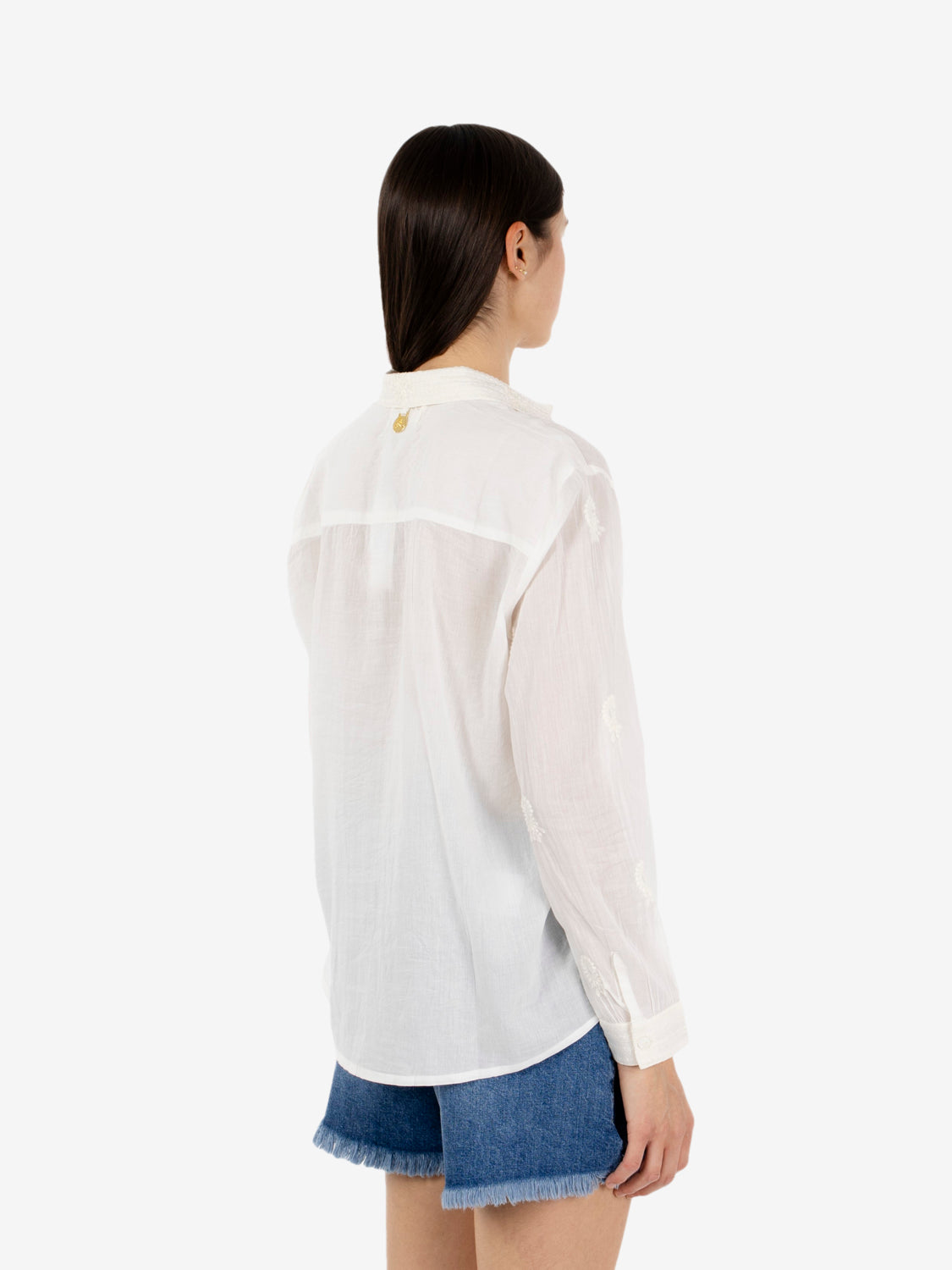 White embroidered oversized shirt
