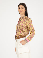 PAHIESA - Camicia seta stampa floreale oro / multicolor