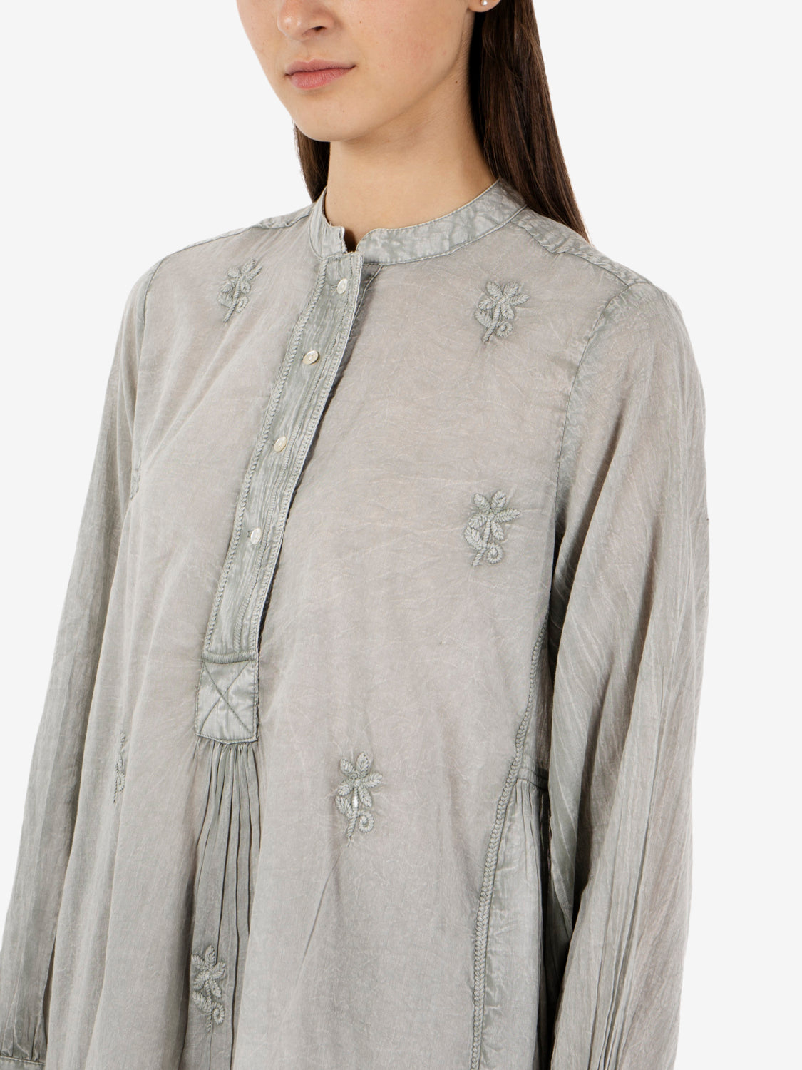 Grey voile shirt with embroidery