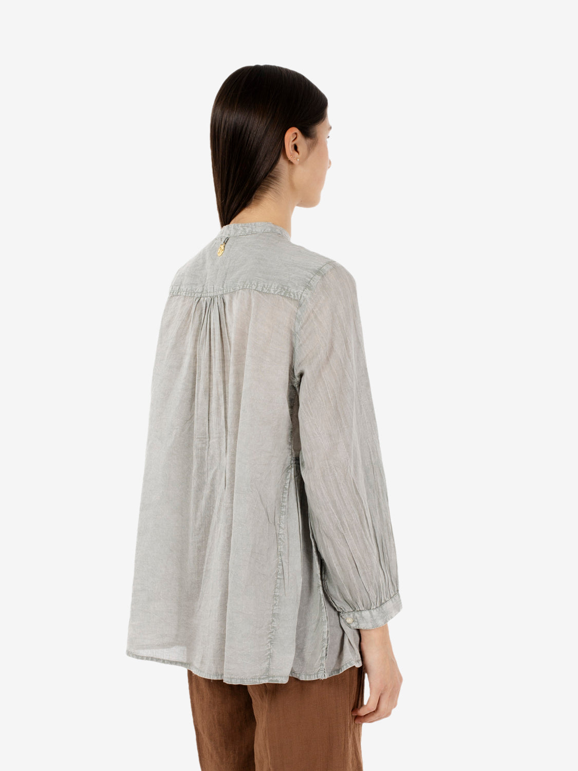 Grey voile shirt with embroidery