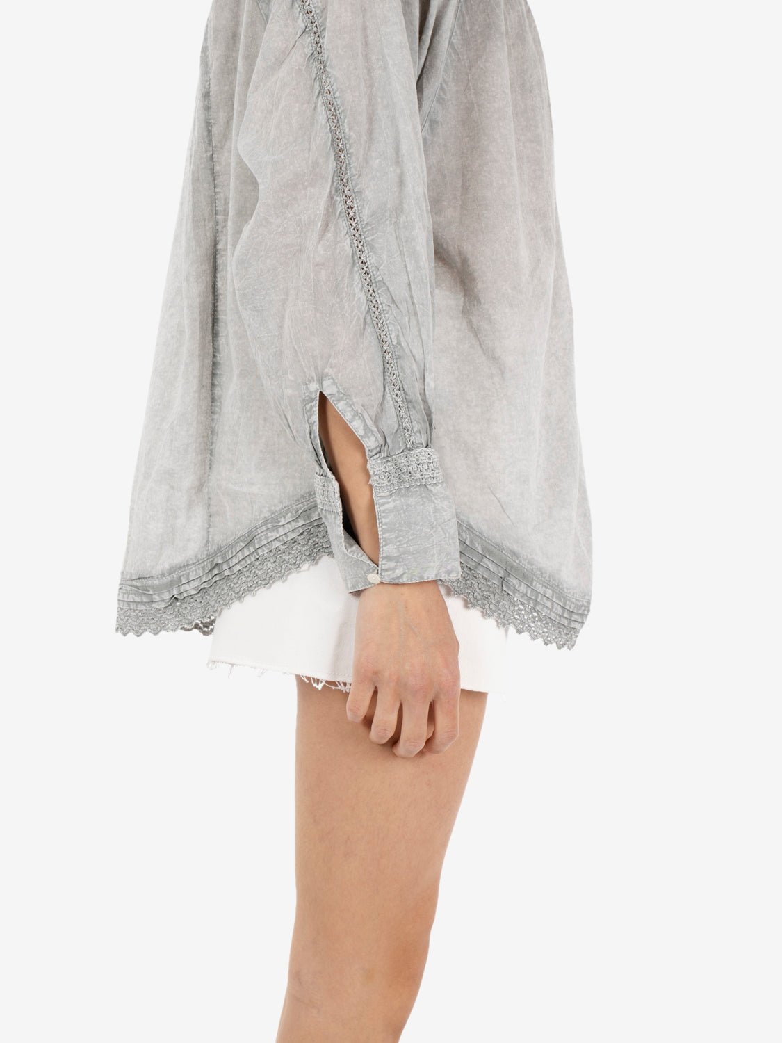 Camicia Voile con ricami grigio