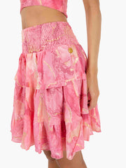 PAHIESA - Gonna corta in seta rosa