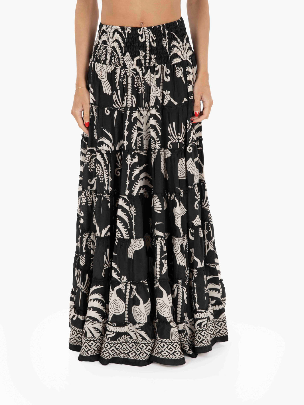 Black long ruffled skirt