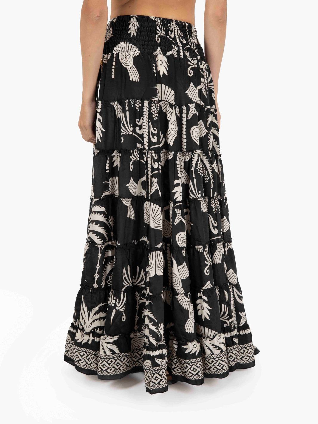 Black long ruffled skirt