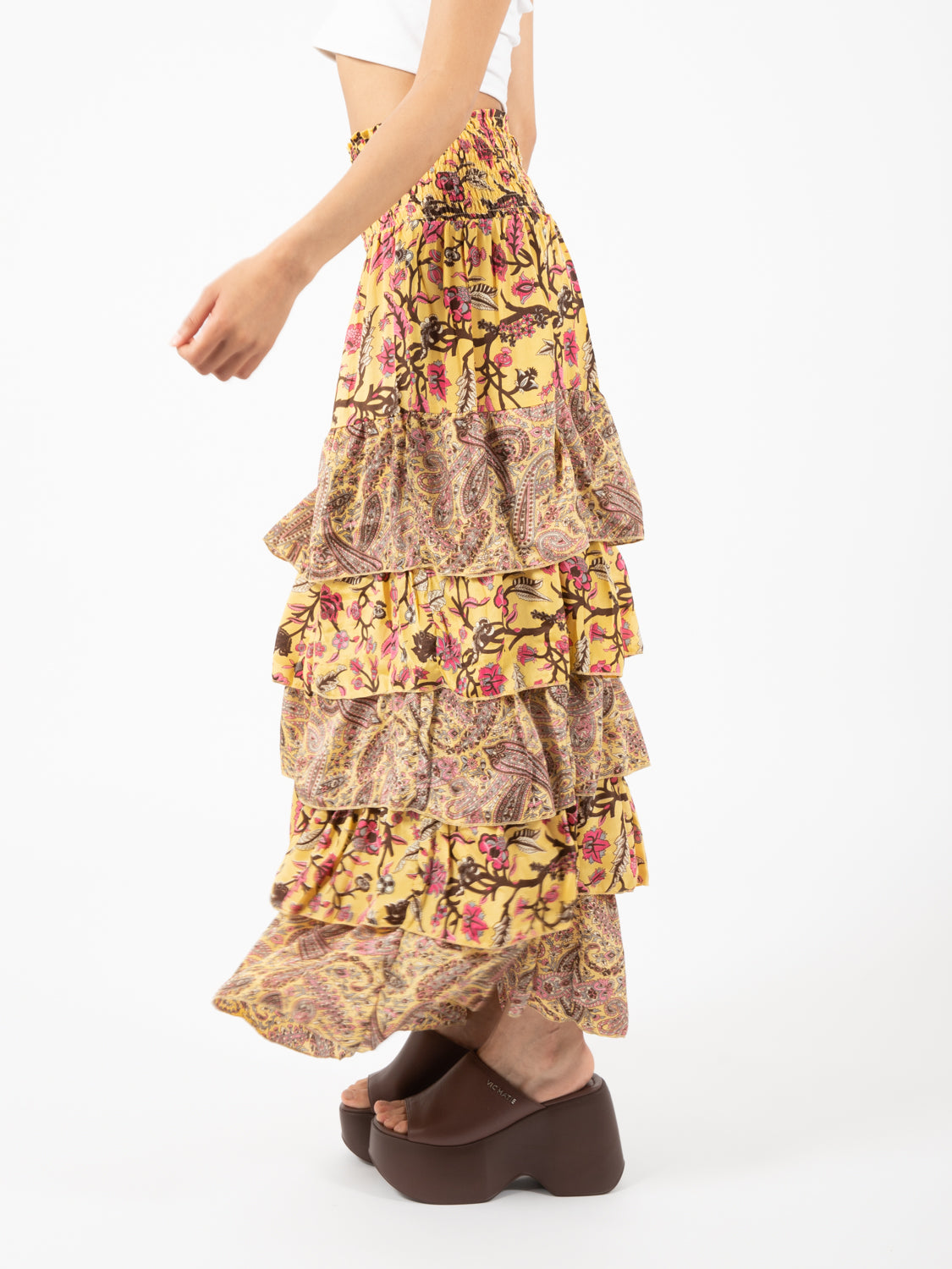 Gonna lunga seta fantasia floreale multicolor