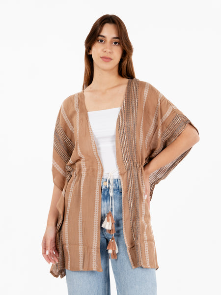 Kimono manica corta marrone