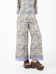 PAHIESA - Pantalone palazzo stampa paisley blu / multicolor