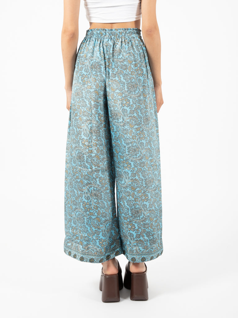 PAHIESA - Pantaloni ampi stampa floreale azzurro / multicolor