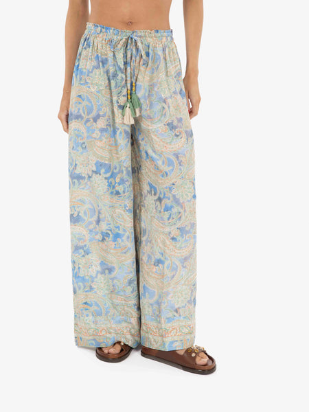 Pantaloni con coulisse e nappine azzurro