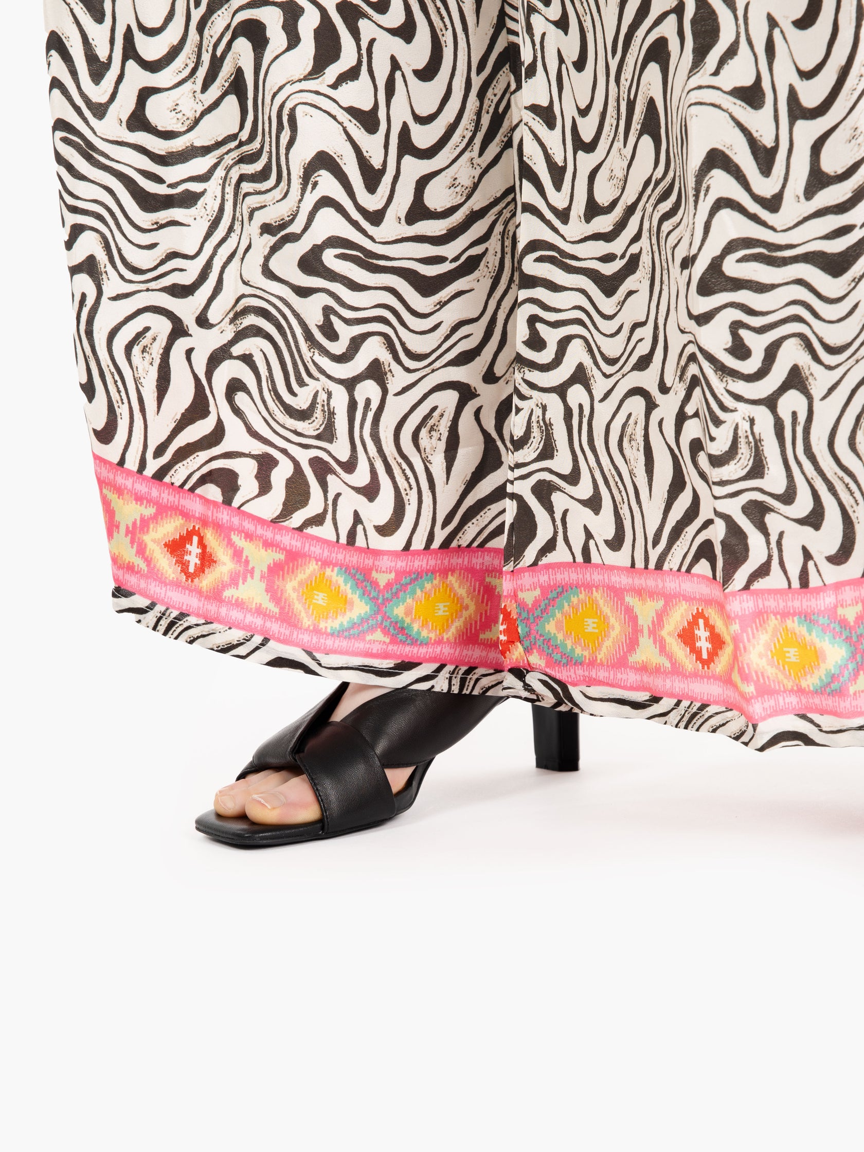 Pantaloni in seta fantasia zebrata / rosa