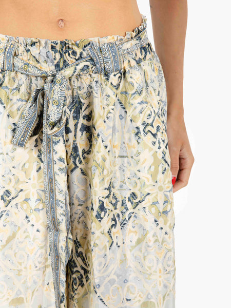 Pantaloni palazzo con fusciacca oro / azzurro