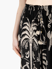 PAHIESA - Pantaloni palazzo con nappine nero / bianco