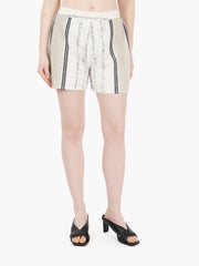 PAHIESA - Shorts a righe motivo etnico bianco / nero