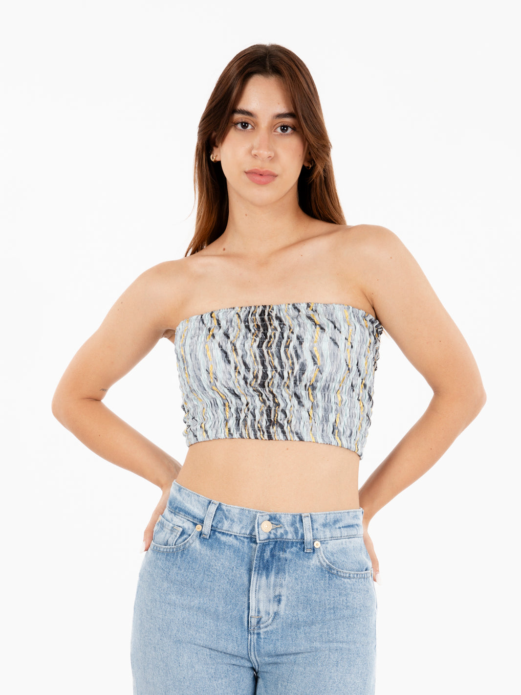Blue bandeau top