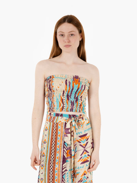 Top a fascia elastica arancio / turchese
