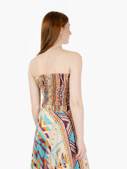 PAHIESA - Top a fascia elastica arancio / turchese