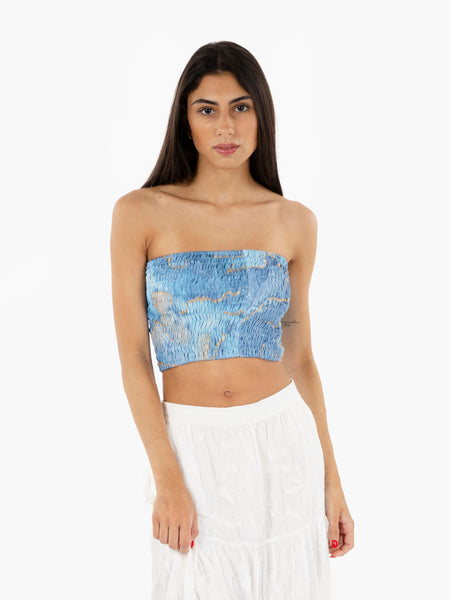 Top a fascia elastica azzurro