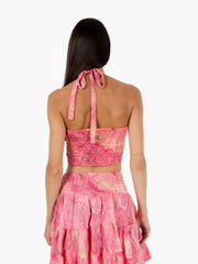 PAHIESA - Top allacciato al collo rosa