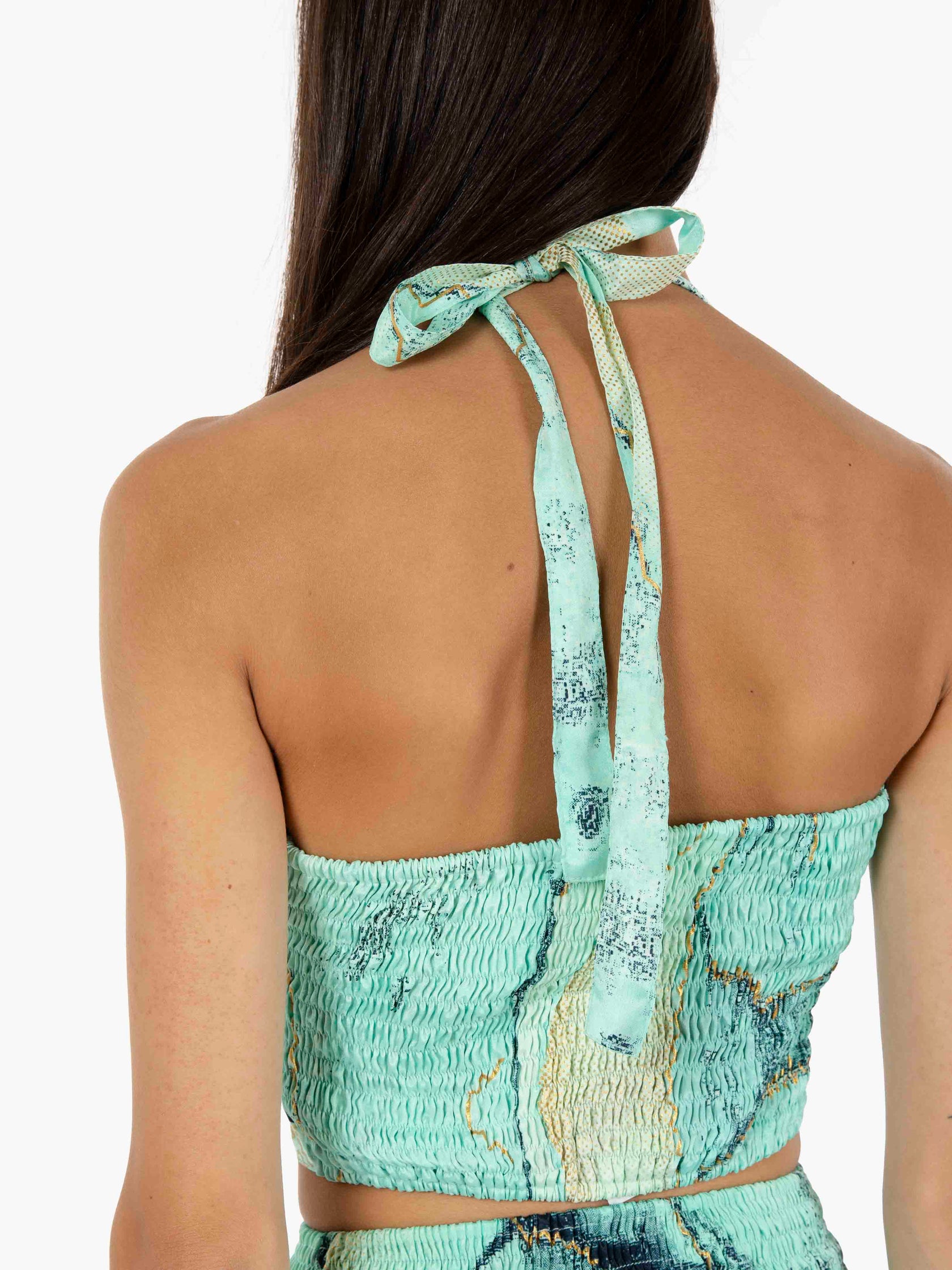 Green halterneck top