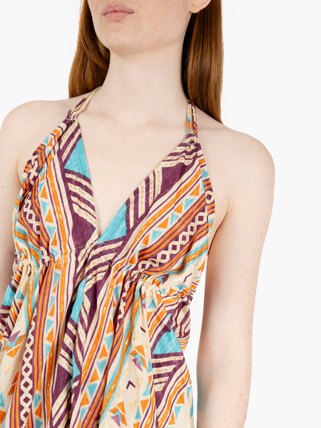 Top con lacci posteriori arancio / marrone