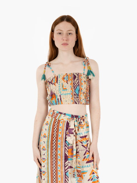 Top con nappine arancio / multicolor