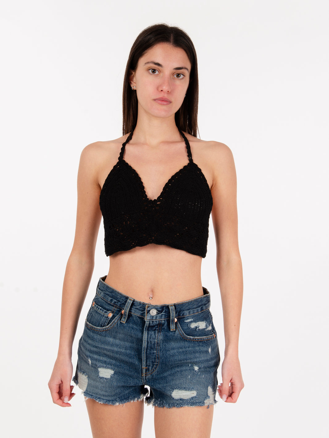Black crochet top