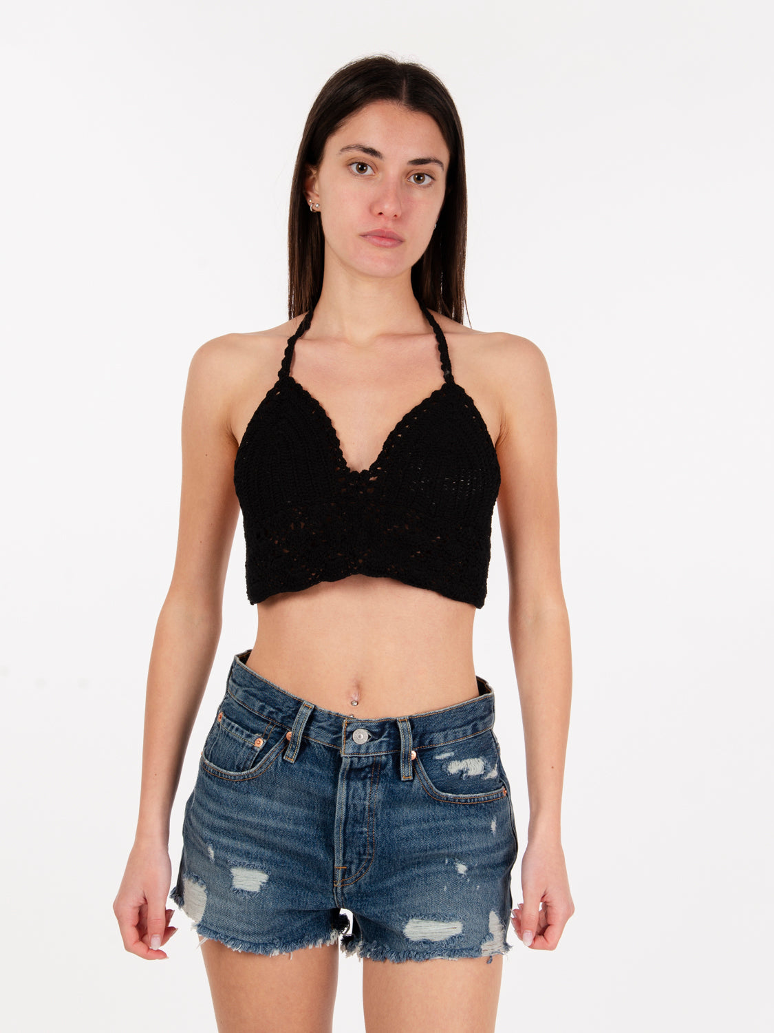 Black crochet top