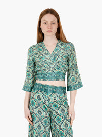 Green patterned top