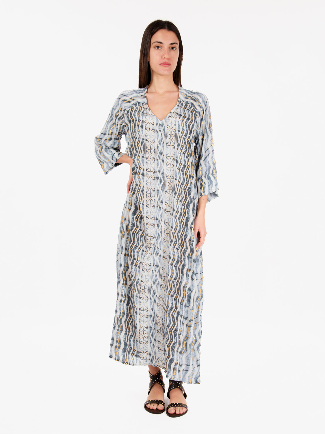 Long tunic with blue pattern
