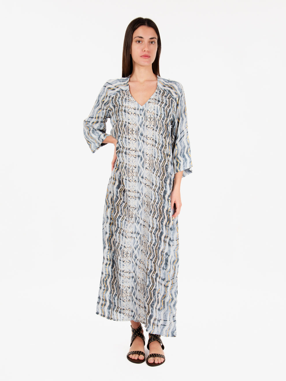 Long tunic with blue pattern