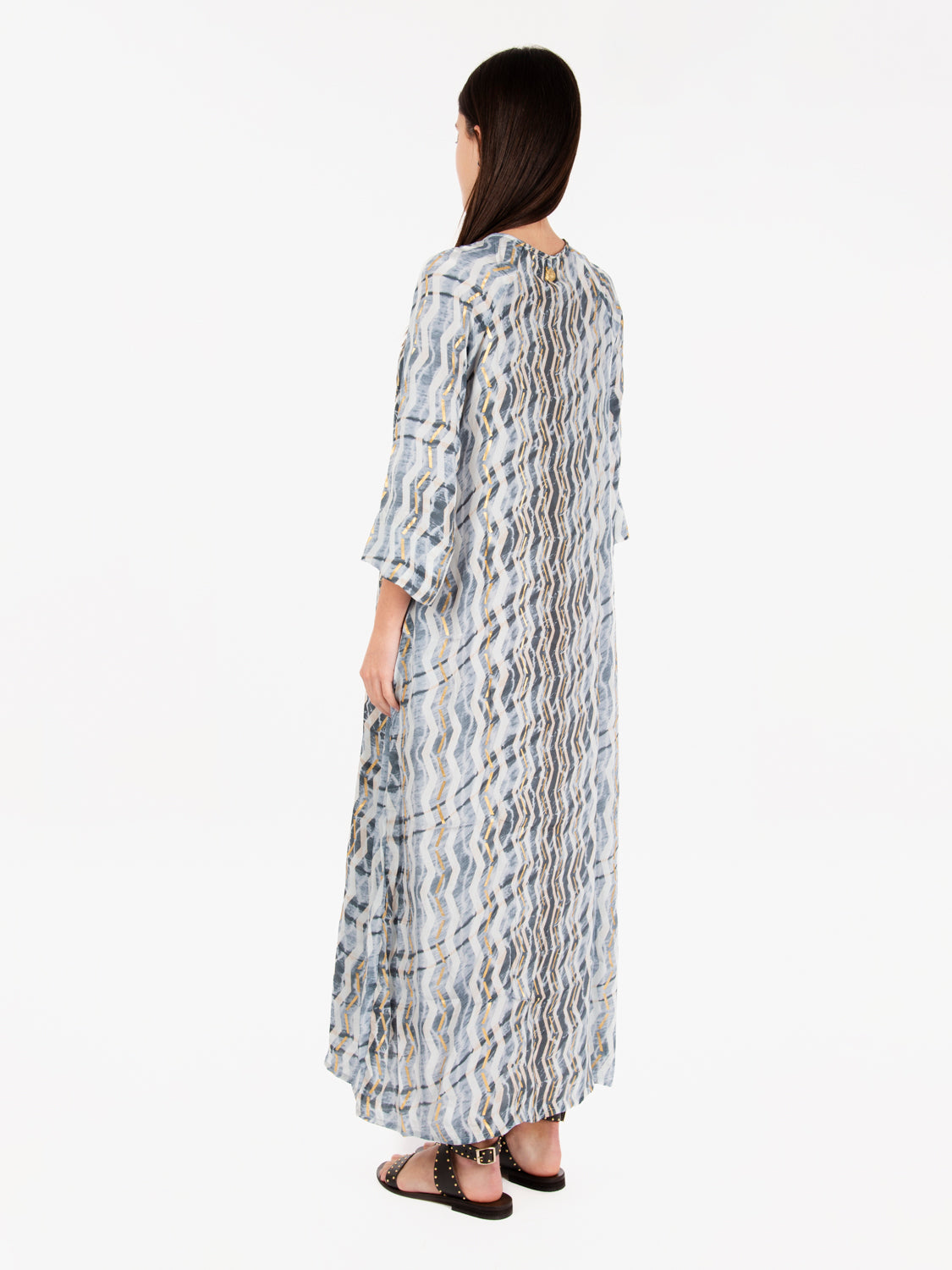Long tunic with blue pattern