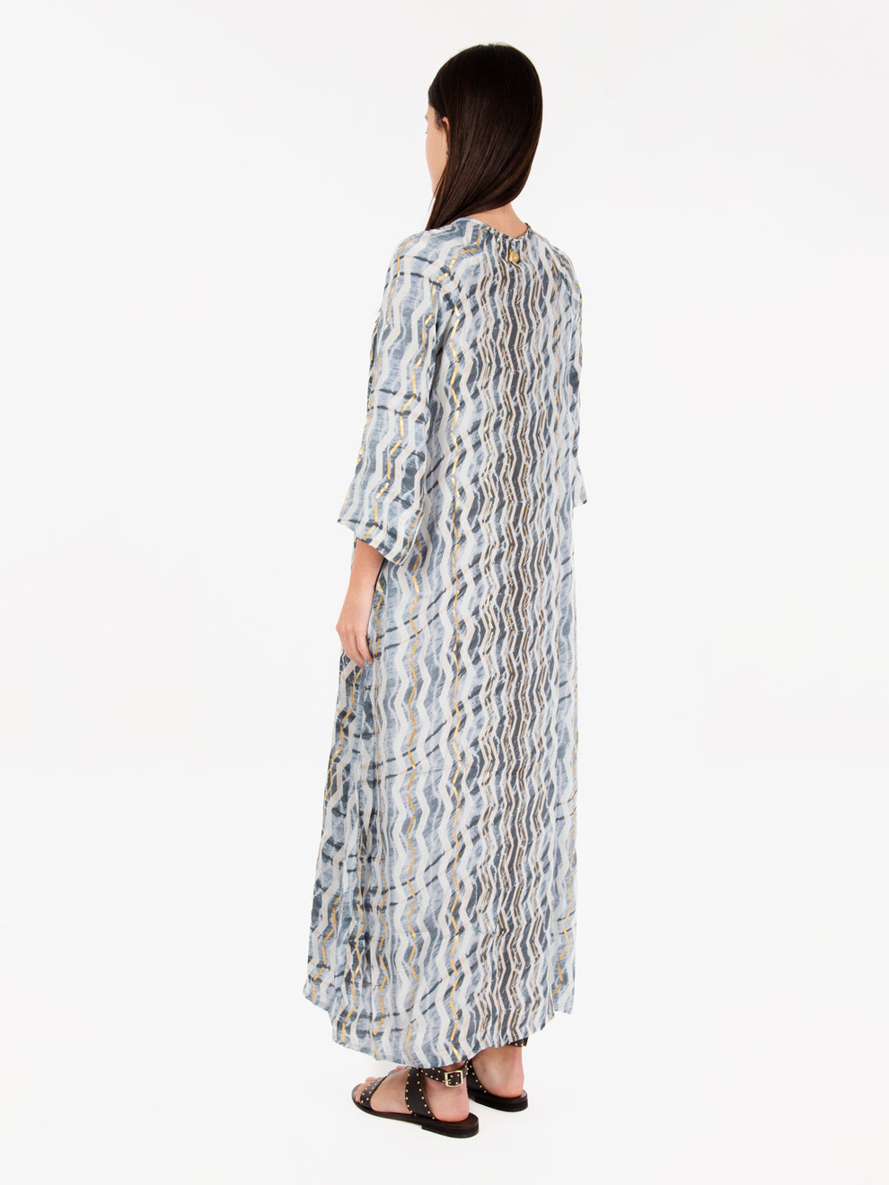 Long tunic with blue pattern