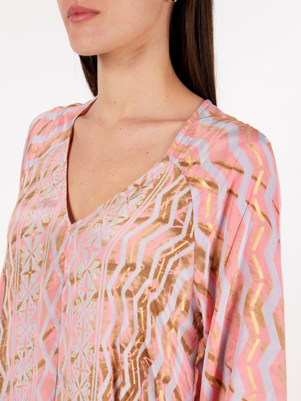 Long pink patterned tunic