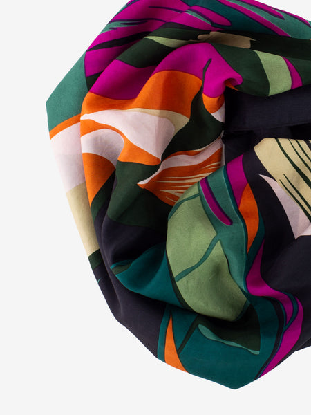 Foulard Cedro in seta fantasia nero / arancio