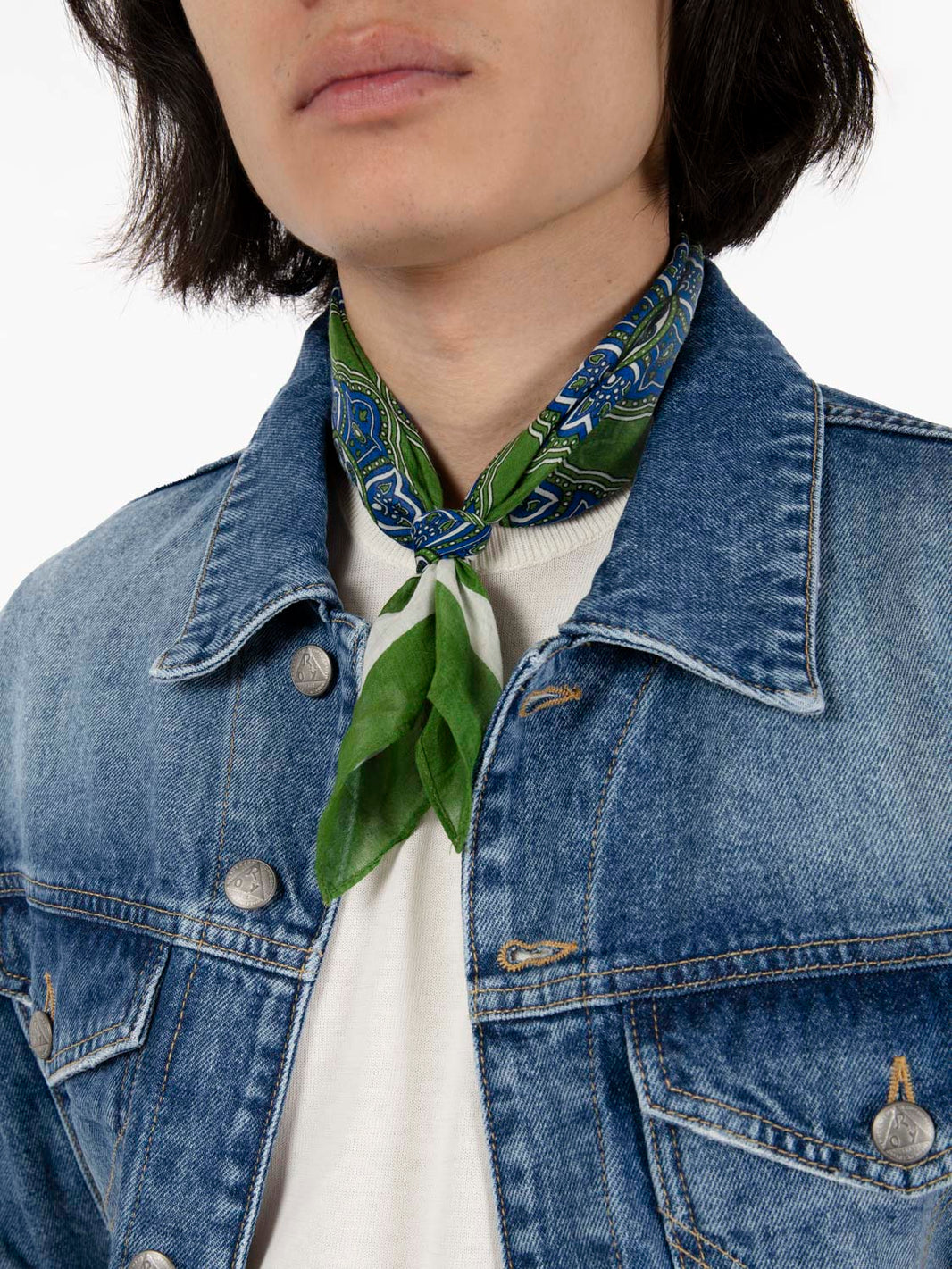 Clivia scarf with green/blue mandala pattern