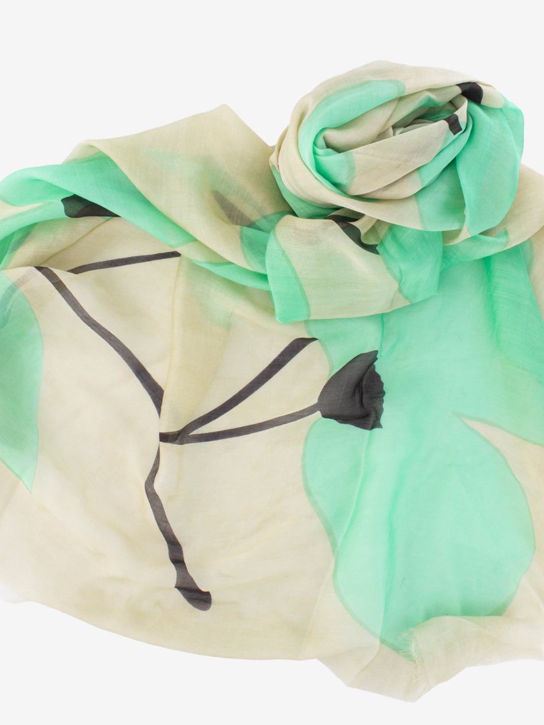 Pashmina Alyssa floral pattern green / beige