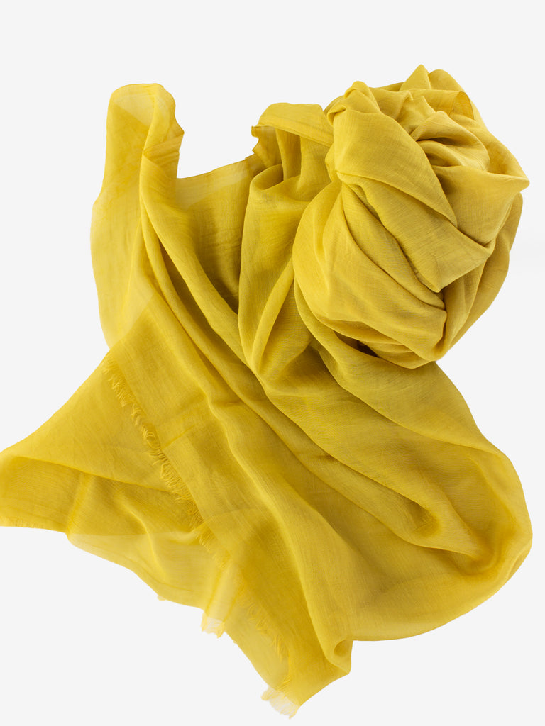 PALOMBINA - Pashmina Ananas tinta unita senape