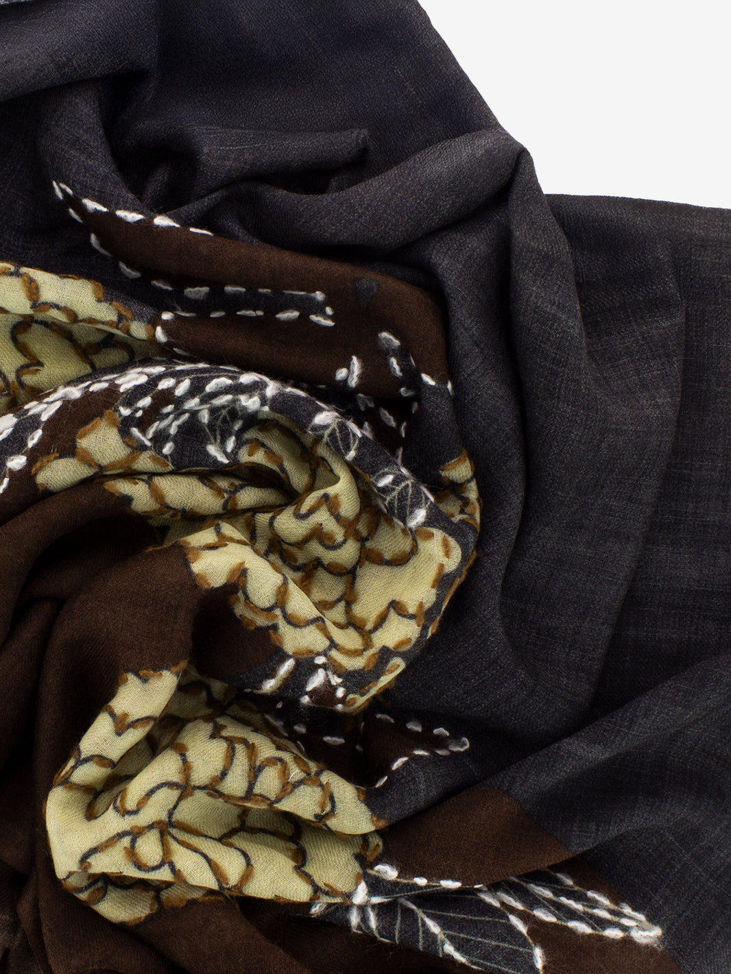 Pashmina Aurora con ricami nero / marrone