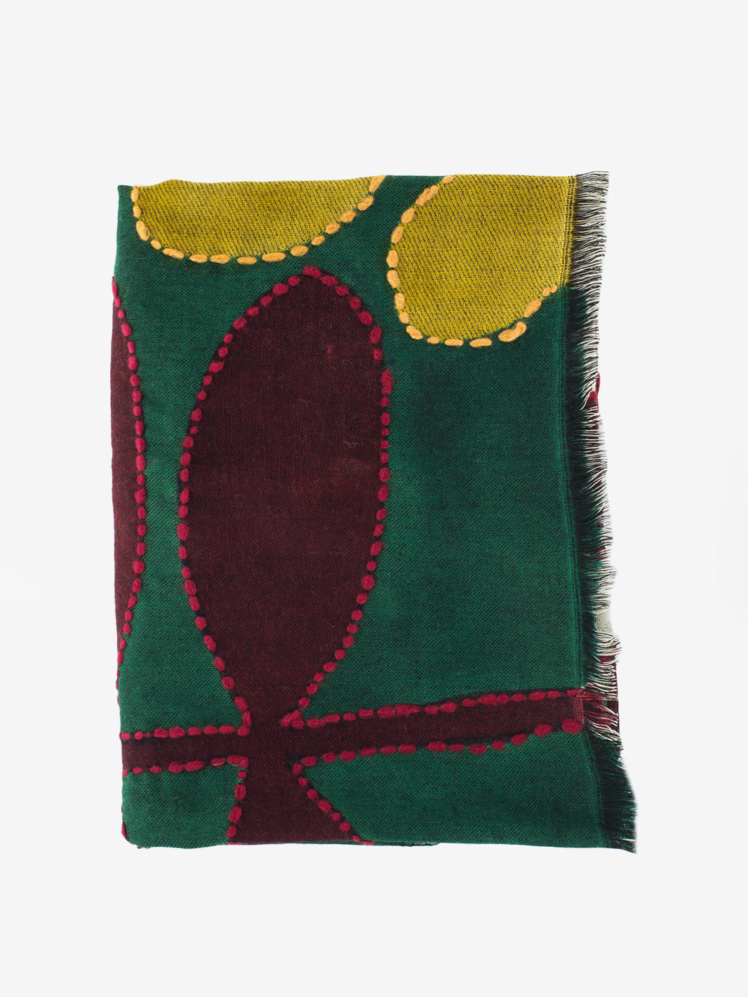 Pashmina Bernadette verde / senape / bordeaux