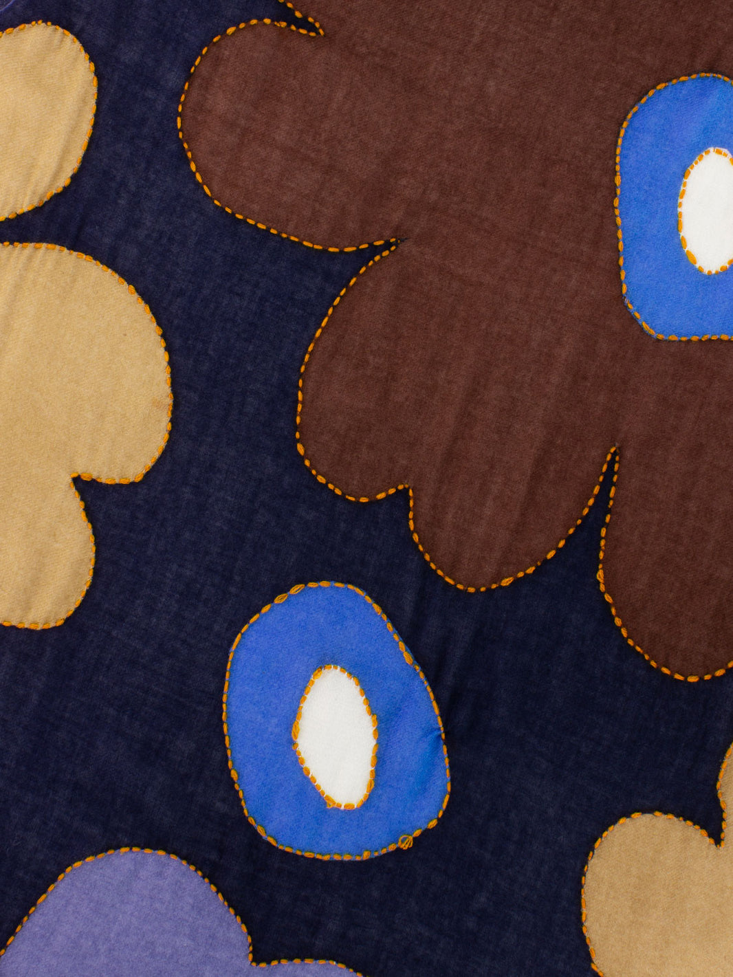 Pashmina Biancospino brown / blue embroidery