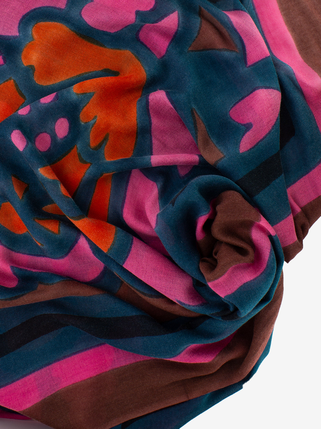 Pashmina Bougainvillea stampa multicolor / marrone