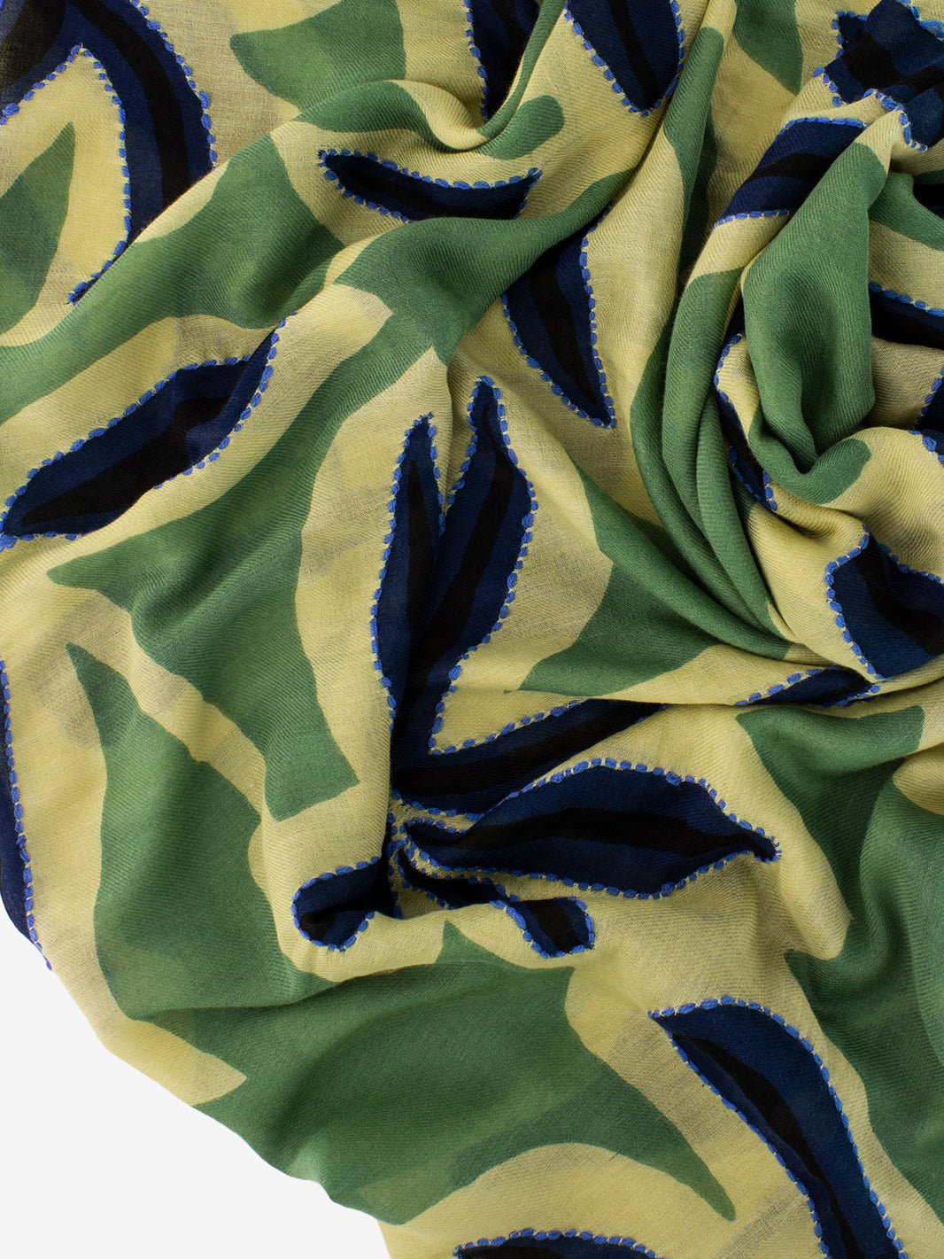 Pashmina Brugmansia  beige / verde / blu