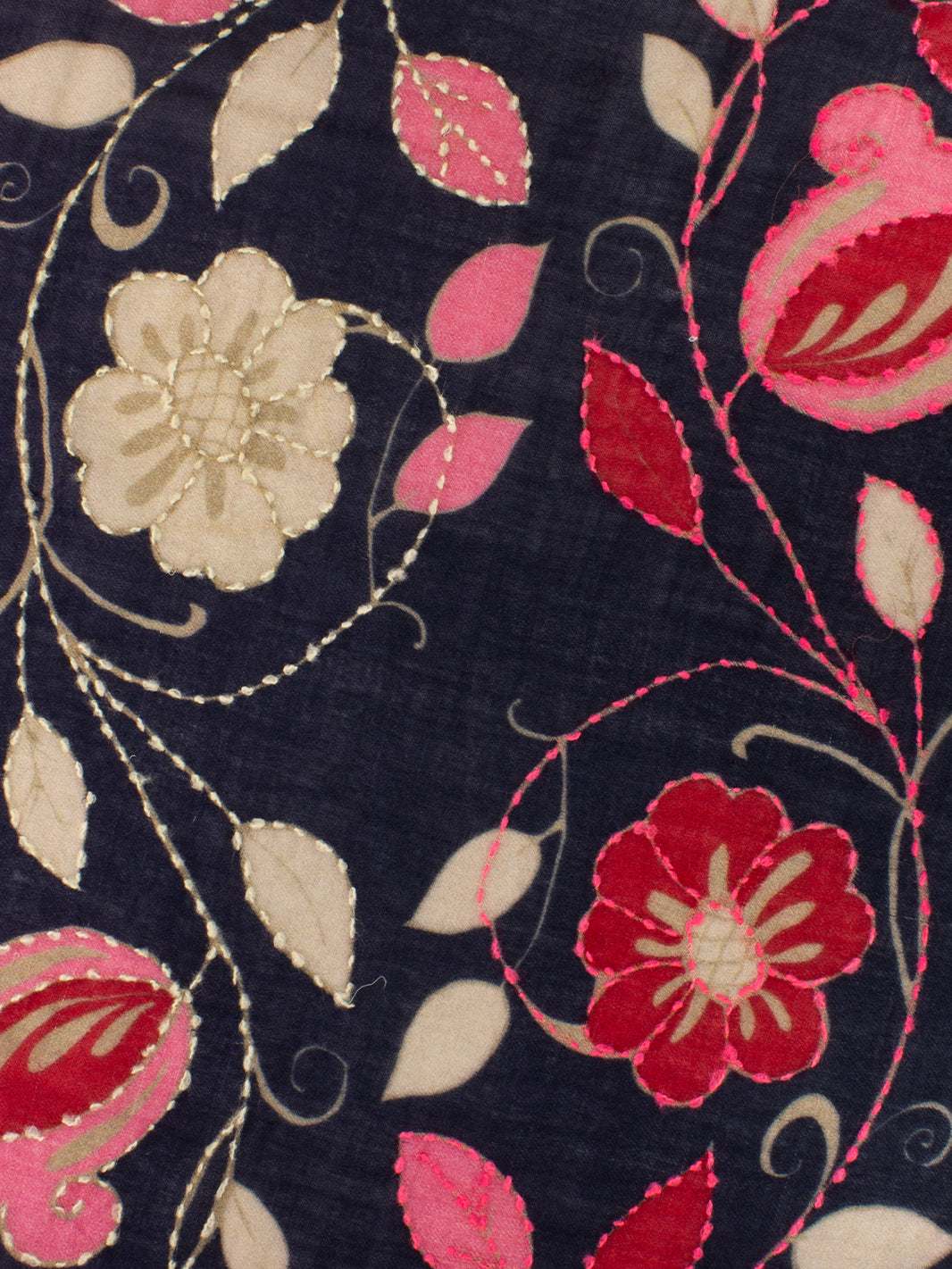 Pashmina Carignan con ricami e stampe grigio / fuxia