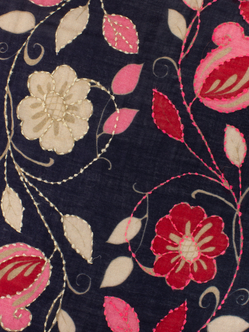 Pashmina Carignan con ricami e stampe grigio / fuxia