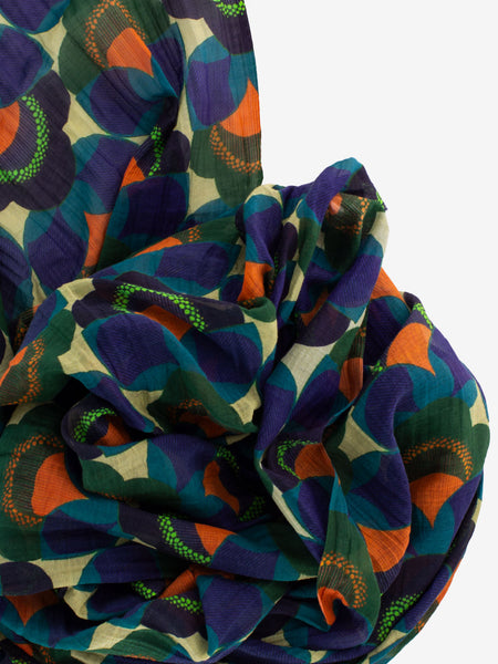 Pashmina Castagno fantasia blu / arancio